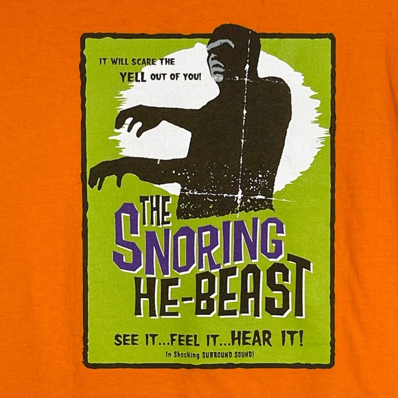 The Thing Halloween The Snoring He Beast Monster‎ Orange T-Shirt Size Large Mens - Picture 2 of 6
